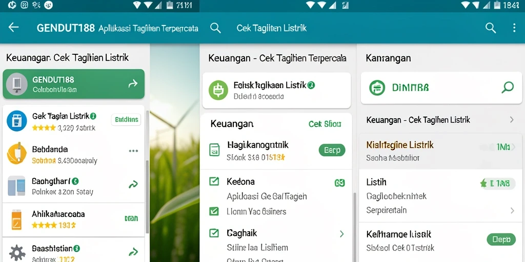 Tampilan antarmuka aplikasi GENDUT188 untuk Cek Tagihan Listrik.