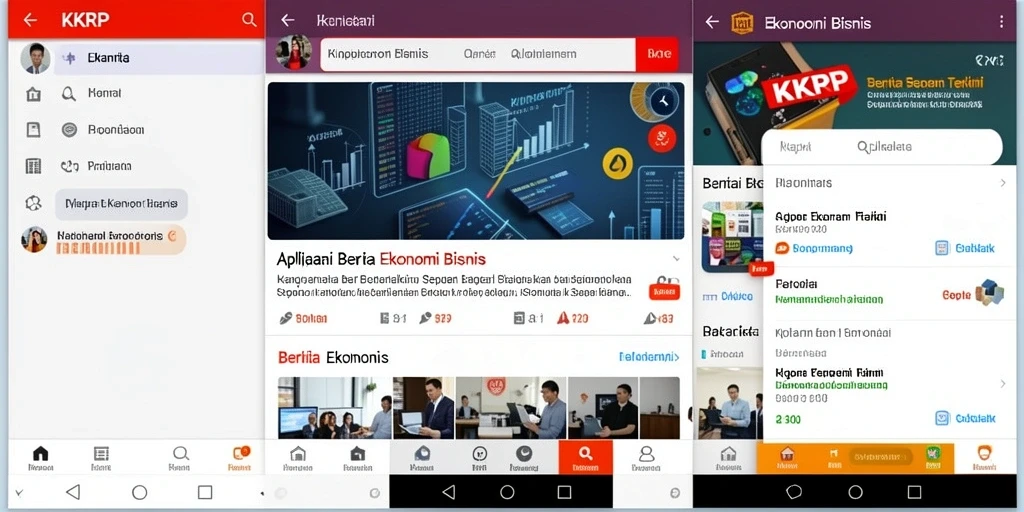 Antarmuka intuitif aplikasi KKRP untuk berita ekonomi bisnis.